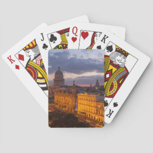Jeu De Cartes Cityscape au coucher du soleil, La Havane, Cuba