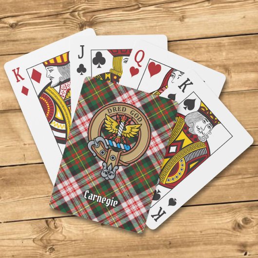 Jeu De Cartes Clan Carnegie Crest sur la robe Tartan