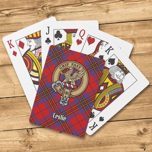 Jeu De Cartes Clan Leslie Crest sur Red Tartan