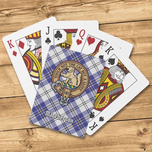 Jeu De Cartes Clan MacPherson Crest sur la robe bleue Tartan