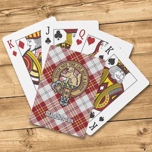 Jeu De Cartes Clan MacPherson Crest sur la robe rouge Tartan