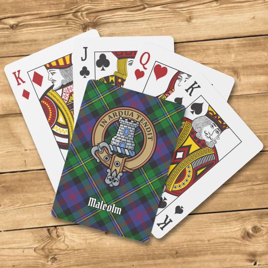 Jeu De Cartes Clan Malcolm Crest over Tartan