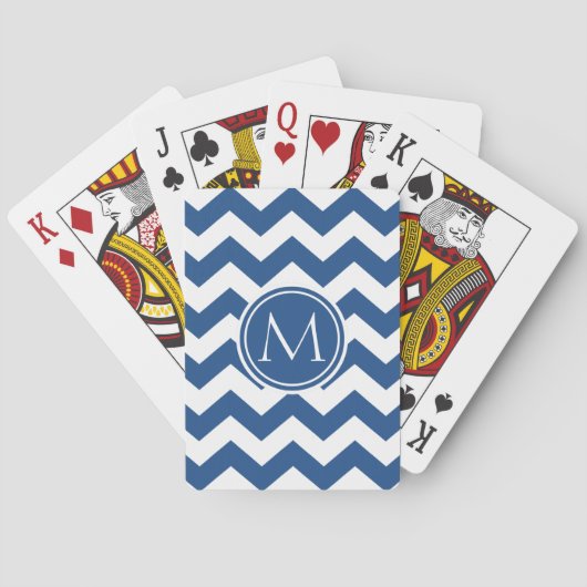 Jeu De Cartes Classic Blue Chevron Monogrammé (dos)