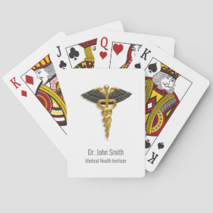 Jeu De Cartes Classy Elegant Médicale Gold Caduceus Black Wings