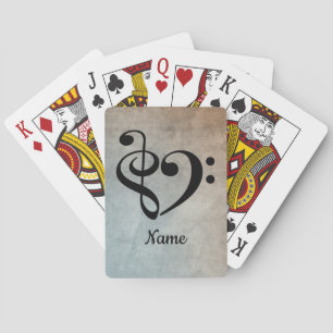Jeu De Cartes Clé de Sol Clé de Fa Coeur Partition Musicale Pers