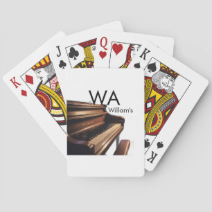 Jeu De Cartes Clés de table de piano en bois Brown nom monogramm