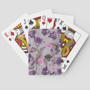 Jeu De Cartes cloches de main violettes et motif de papillons