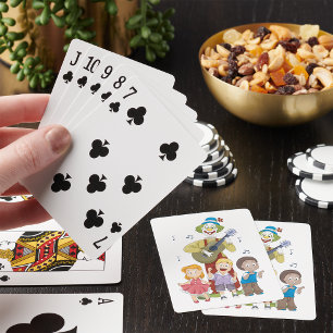 Jeu De Cartes Clown musicien drôle avec des enfants dansants