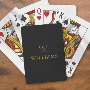 Jeu De Cartes Clubs de Golf Personnalisés Noir et Or