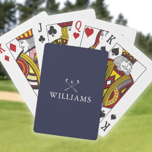 Jeu De Cartes Clubs de golf personnalisés nom bleu marine et bla