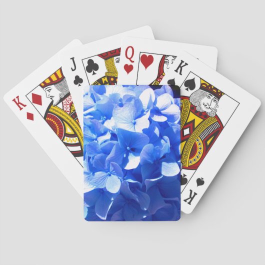 Jeu De Cartes Cobalt bleu floral élégant bleu hydrangées (dos)