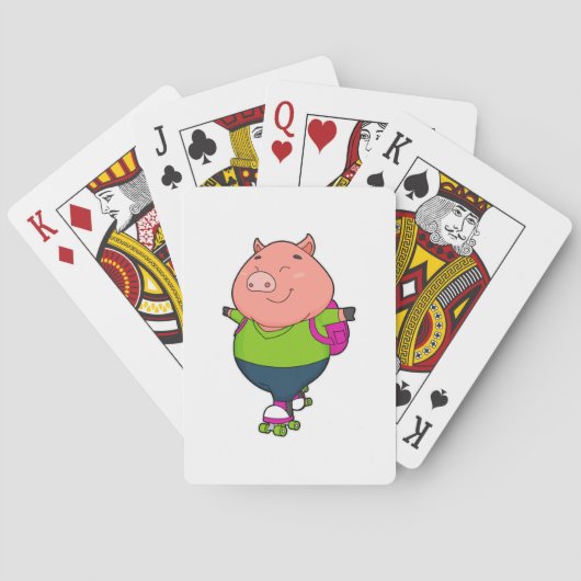 Jeu De Cartes Cochon à Patinage en ligne avec patins à rouleaux (dos)