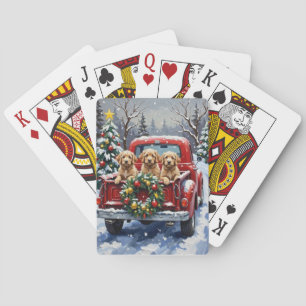 Jeu De Cartes Cockapoo camion rouge de Noël vacances