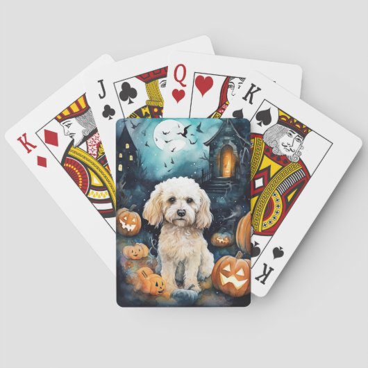 Jeu De Cartes Cockapou d'Halloween avec la peur Citrouille (dos)