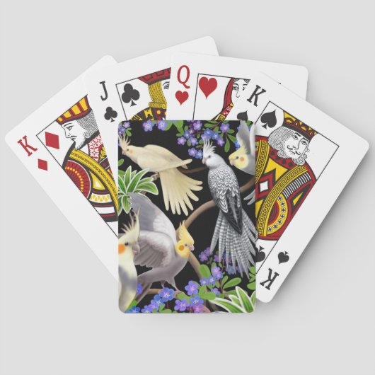 Jeu De Cartes Cockatiels dans Oubliez-moi pas Fleurs Jouer des c (dos)