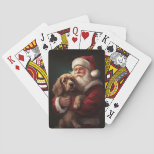 Jeu De Cartes Cocker Spaniel avec le Père Noël Fête de Noël