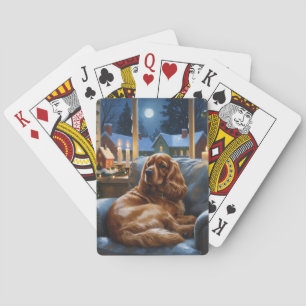 Jeu De Cartes Cocker Spaniel avec les lumières de Noël