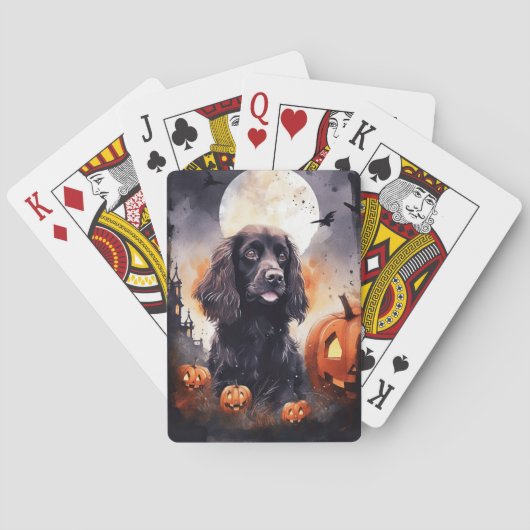 Jeu De Cartes Cocker Spaniel Halloween avec citrouilles (dos)