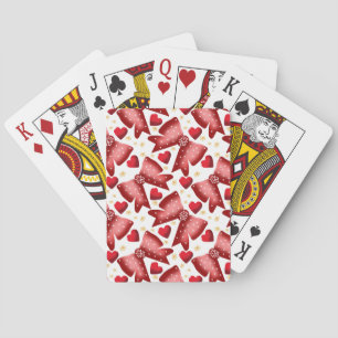 Jeu De Cartes Cœur d'arc rouge Motif sans couture Mignon