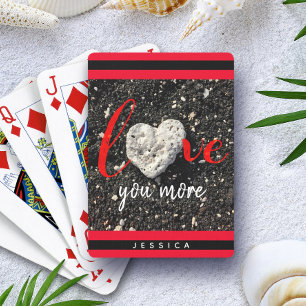 Jeu De Cartes Cœur de corail Hawaï Plage de sable noir Je t'aime