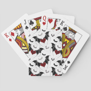 Jeu De Cartes Cœur d'Halloween avec ailes de chauve-souris noire
