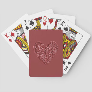 Jeu De Cartes Cœur en faux tricot rouge