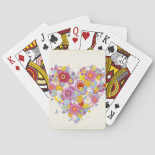 Jeu De Cartes Coeur floral aux papillons