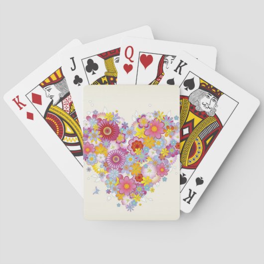 Jeu De Cartes Coeur floral aux papillons (dos)