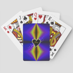 Jeu De Cartes Coeur noir avec étoiles sur arc-en-ciel jaune viol