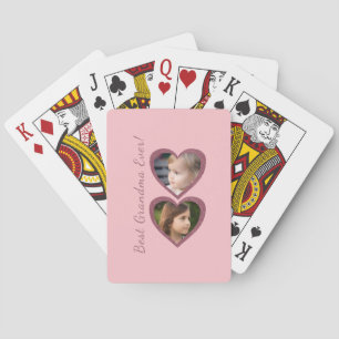 Jeu De Cartes Cœur rose de grand-mère Photo Collage des petits-e