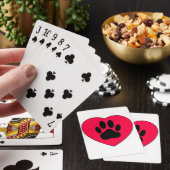 Jeu De Cartes Coeur rouge avec Empreinte de patte de chien (In Situ)