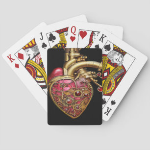 Jeu De Cartes Cœur Steampunk Rubis et Engrenages Anatomiques