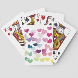 Jeu De Cartes Coeurs arc-en-ciel fierté amour aquarelle colorée