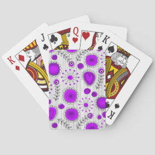 Jeu De Cartes Coeurs blancs violet blanc Whimsical et fleurs flo