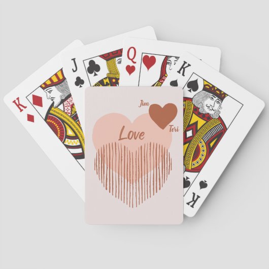 Jeu De Cartes Coeurs d'amour avec des noms (dos)
