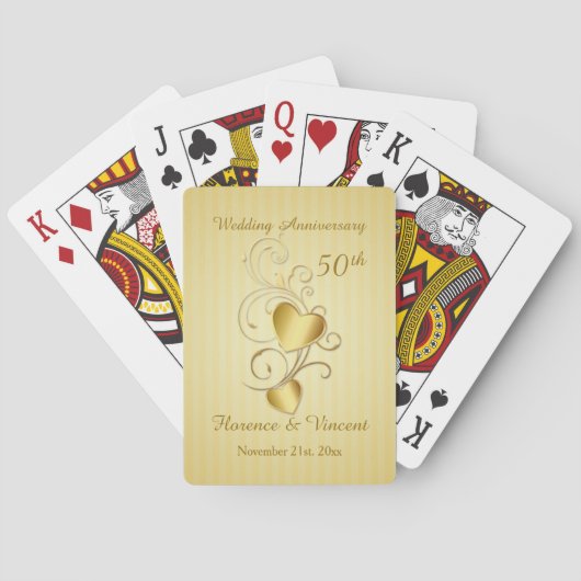 Jeu De Cartes Coeurs d'or 50e anniversaire de Mariage (dos)
