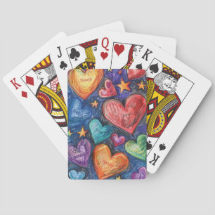 Jeu De Cartes Coeurs et étoiles dessinés à la main