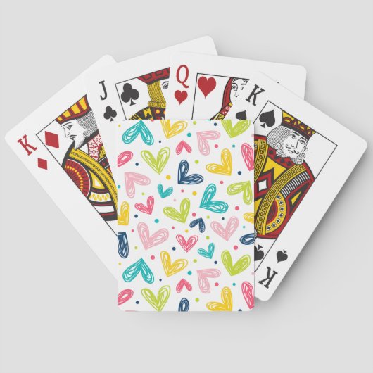 Jeu De Cartes Coeurs et points en style doodé (dos)