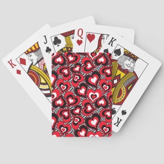 Jeu De Cartes Coeurs, rouge, noir, blanc (dos)