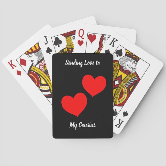 Jeu De Cartes Coeurs rouges sur noir (dos)