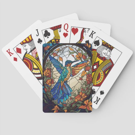 Jeu De Cartes Colibri artistique en verre coloré (dos)