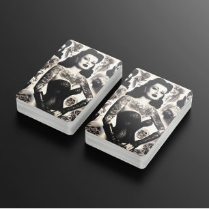 Jeu De Cartes Collage de femme gothique tatouée vintage