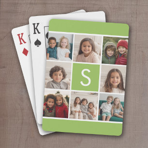 Jeu De Cartes Collage de photos personnalisé en monogramme lime 