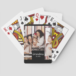 Jeu De Cartes Collage personnalisé de 3 photos de grand-mère éta