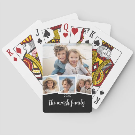 Jeu De Cartes Collage photo 4 tendance Nom du script noir blanc (dos)