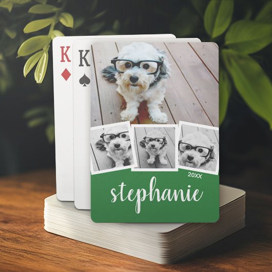 Jeu De Cartes Collage photo 4 tendance Nom du script White Green