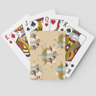 Jeu De Cartes Collage photo en cercle personnalisé simple et élé