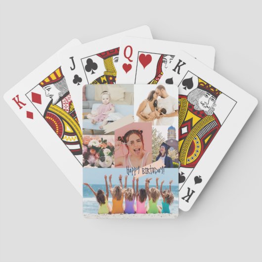 Jeu De Cartes Collage photo moderne Joyeux anniversaire mignon (dos)