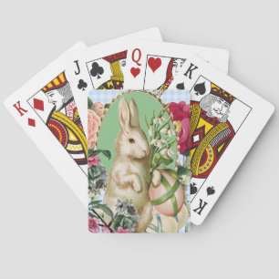 Jeu De Cartes Collage vintage de lapin et d'oeufs de Pâques