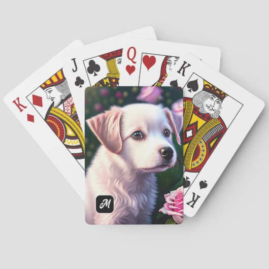 Jeu De Cartes Collection Chien Blanc Et Rose (dos)
